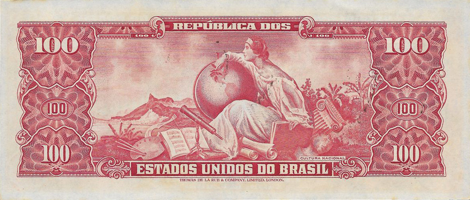 Reverso de 100 cruzeiros (1949) - 1948-1968 Cruzeiros, Thomas de la Rue