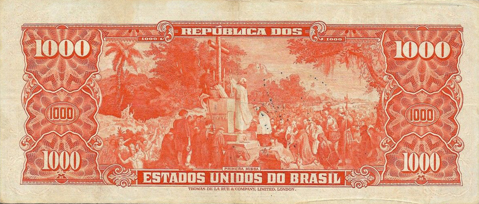Reverso de 1.000 cruzeiros (1949) - 1948-1968 Cruzeiros, Thomas de la Rue