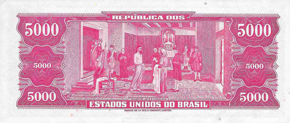 Reverso de 5.000 cruzeiros (1963-1964) - 1948-1968 Cruzeiros, Thomas de la Rue