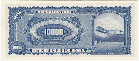Reverso de 10.000 cruzeiros (1966) - 1943-1968 Cruzeiros, American Bank Note