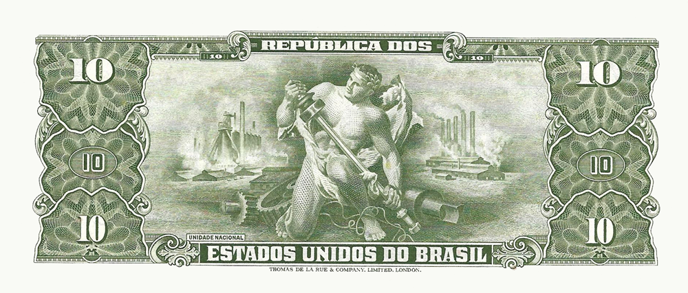 Reverso de cédula da série 1967-1967 Cruzeiros Novos, Cruzeiros carimbados
