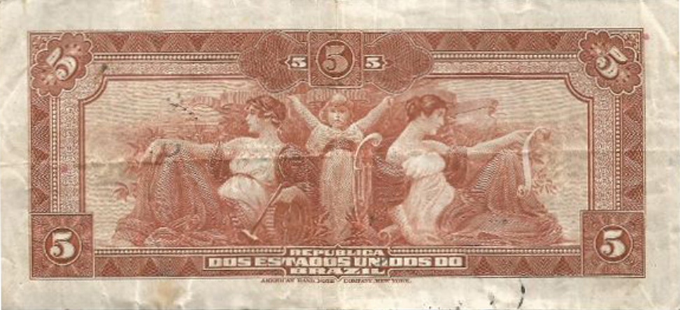 Reverso de cédula da série 1924-1942 Tesouro Nacional, American Bank Note²