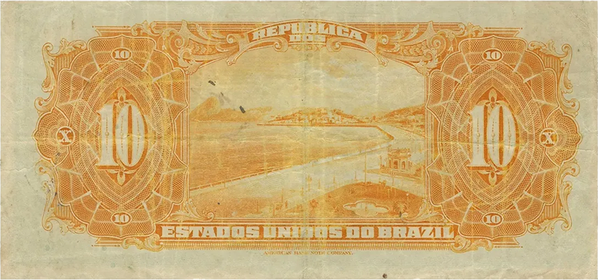 Reverso de 10 mil-réis (1918) - 1889-1942 Estados Unidos do Brasil