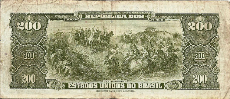 Reverso de 200 cruzeiros (1961-1964) - 1943-1968 Cruzeiros, American Bank Note