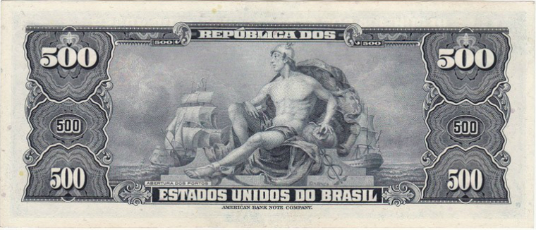 Reverso de 500 cruzeiros (1953) - 1943-1968 Cruzeiros, American Bank Note