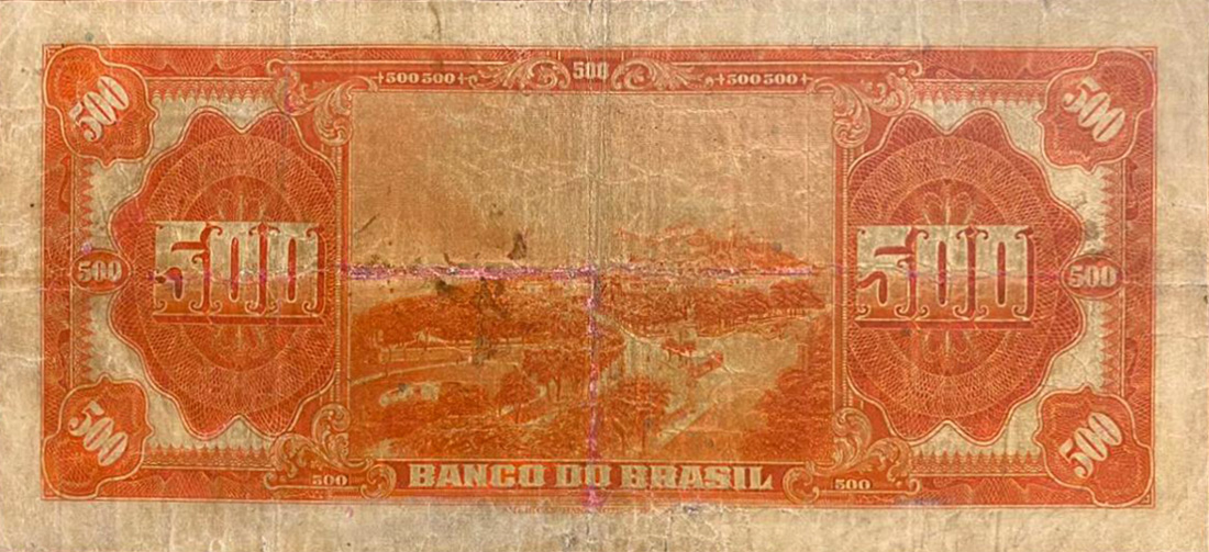 Reverso de 500 mil-réis (1923) Reverso de 500 mil-réis (1923) - 1923-1930 Banco do Brasil