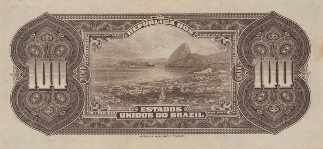 Reverso de 100 mil-réis (1919) - 1889-1942 Estados Unidos do Brasil