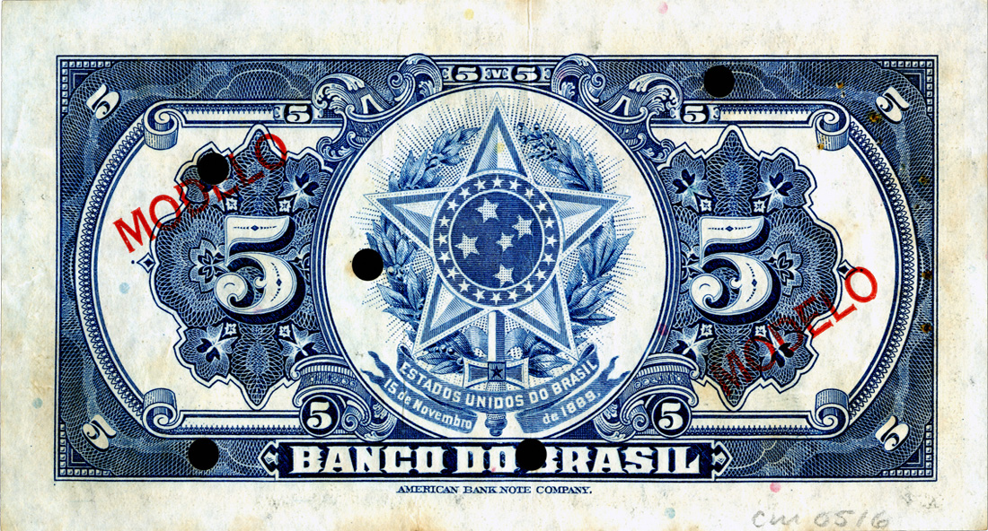Reverso de 5 mil-réis (1930) - 1923-1930 Banco do Brasil, Modelos