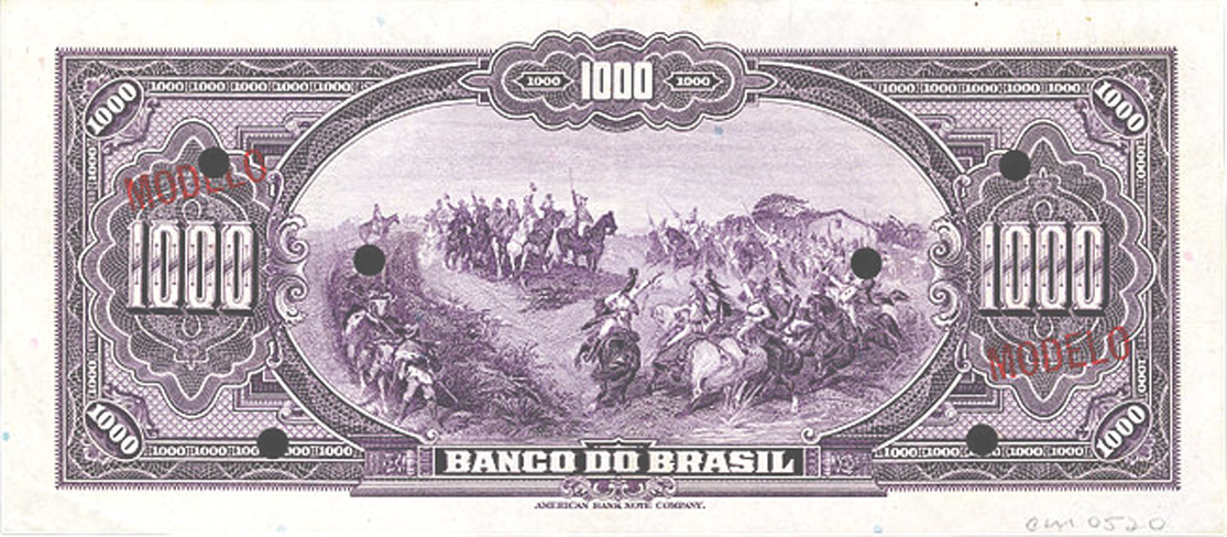 Reverso de 1 conto de réis (1923) - 1923-1930 Banco do Brasil, Modelos