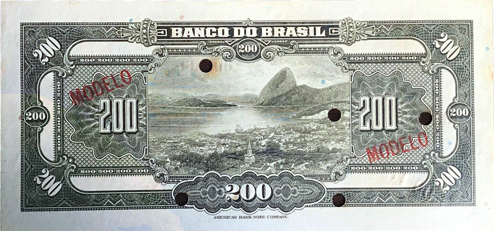 Reverso de 200 mil-réis (1923) - 1923-1930 Banco do Brasil, Modelos