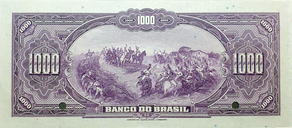 Reverso de 1 conto de réis (1923) - 1923-1930 Banco do Brasil, Espécimes