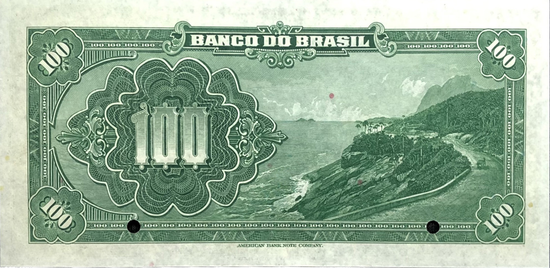 Reverso de 100 mil-réis (1923) - 1923-1930 Banco do Brasil, Espécimes