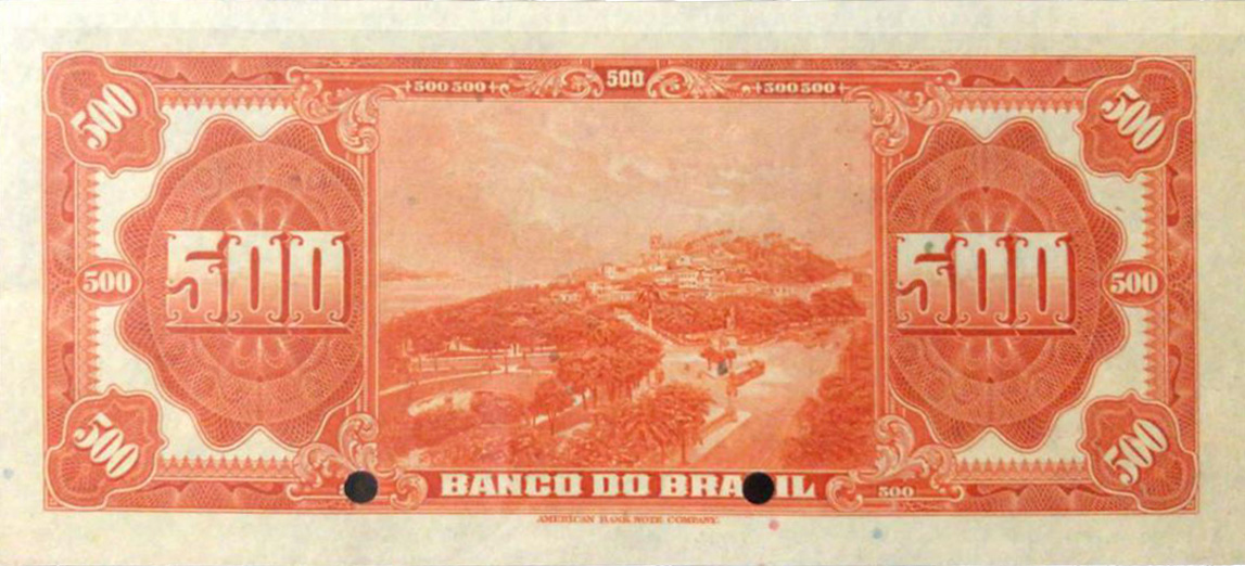 Reverso de 500 mil-réis (1923) - 1923-1930 Banco do Brasil, Espécimes