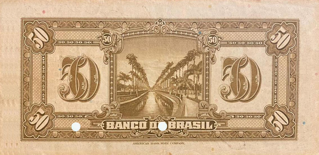 Reverso de 50 mil-réis (1923) - 1923-1930 Banco do Brasil, Espécimes