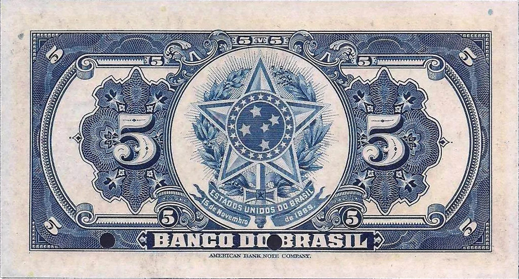 Reverso de 5 mil-réis (1930) - 1923-1930 Banco do Brasil, Espécimes