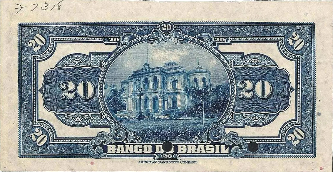 Reverso de 20 mil-réis (1923) - 1923-1930 Banco do Brasil, Espécimes