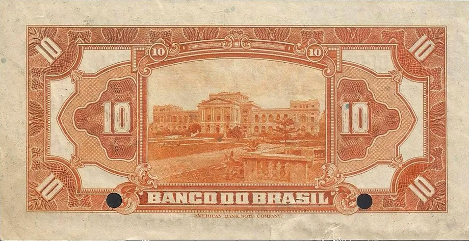 Reverso de 10 mil-réis (1923) - 1923-1930 Banco do Brasil, Espécimes