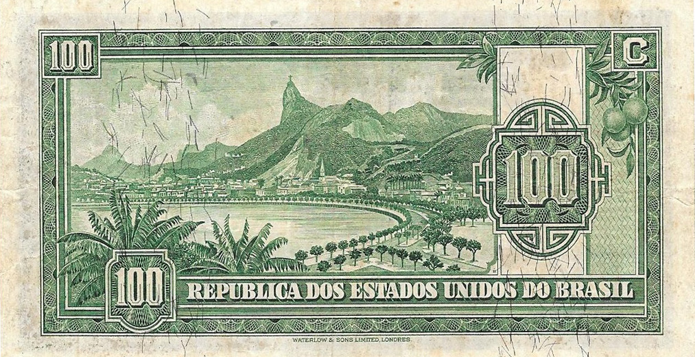 Reverso de 100 mil-réis (1936) - 1936-1936 Tesouro Nacional, Waterlow & Sons Ltd