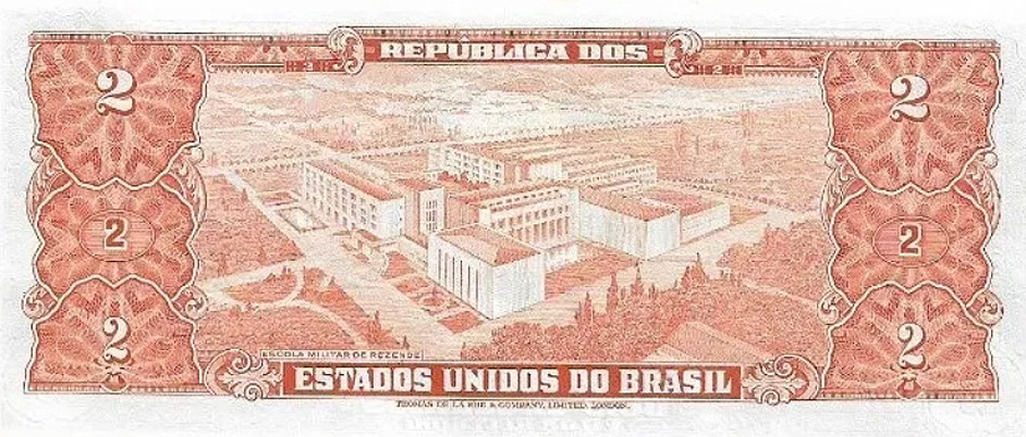 Reverso de cédula da série 1948-1968 Cruzeiros, Thomas de la Rue