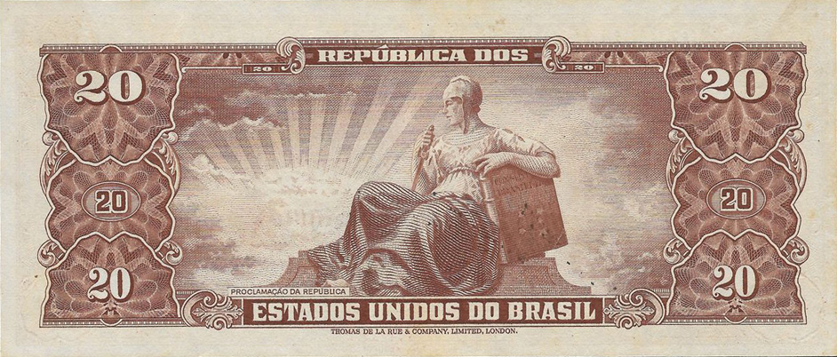 Reverso de 20 cruzeiros (1950) - 1948-1968 Cruzeiros, Thomas de la Rue