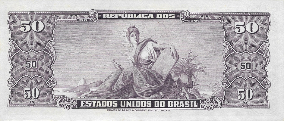 Reverso de 50 cruzeiros (1954-1960) - 1948-1968 Cruzeiros, Thomas de la Rue