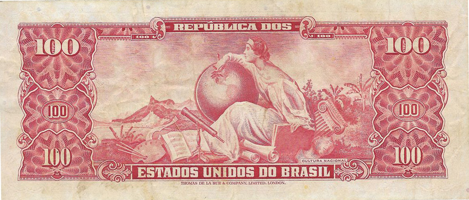 Reverso de 100 cruzeiros (1960) - 1948-1968 Cruzeiros, Thomas de la Rue
