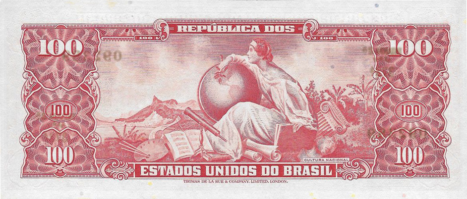 Reverso de 100 cruzeiros (1963) - 1948-1968 Cruzeiros, Thomas de la Rue