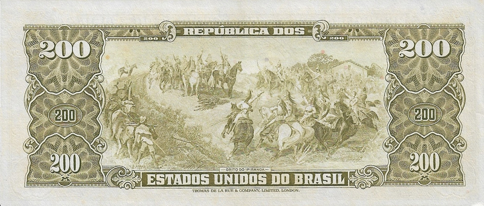 Reverso de 200 cruzeiros (1960) - 1948-1968 Cruzeiros, Thomas de la Rue