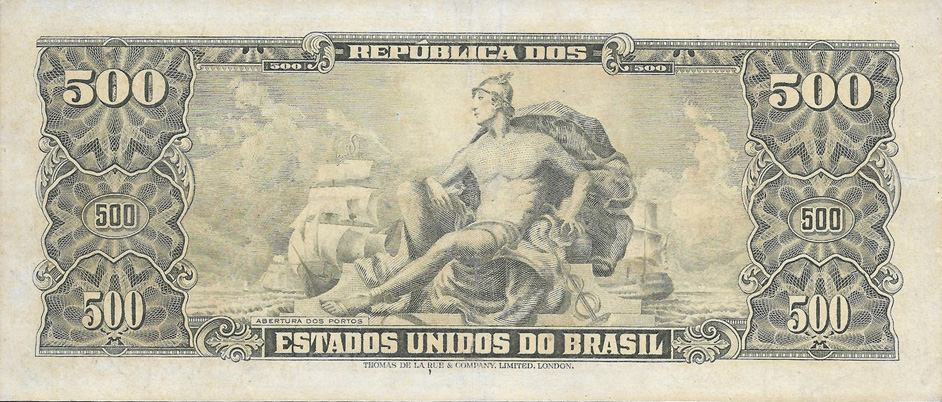 Reverso de 500 cruzeiros (1948) - 1948-1968 Cruzeiros, Thomas de la Rue