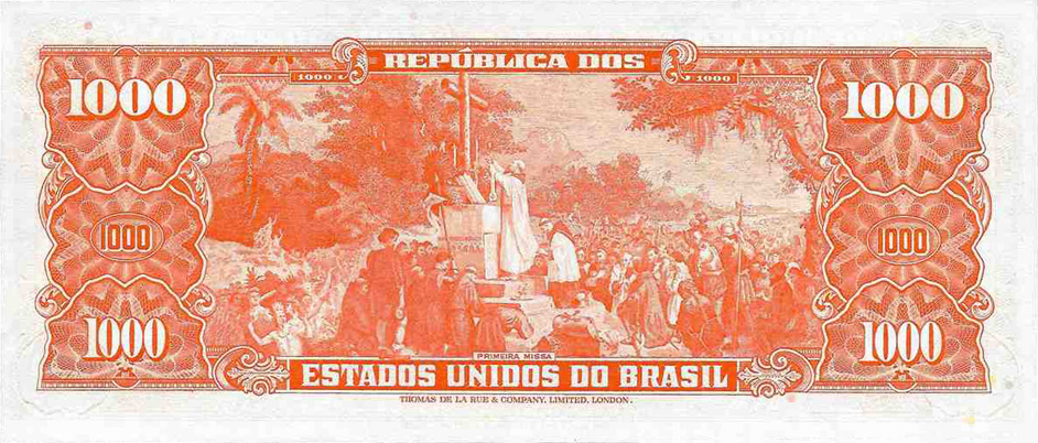Reverso de 1.000 cruzeiros (1963) - 1948-1968 Cruzeiros, Thomas de la Rue