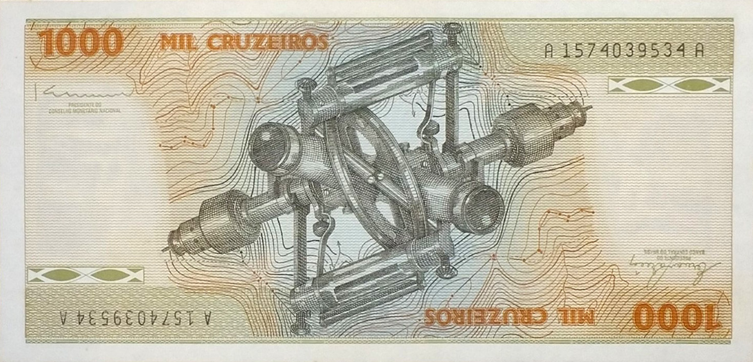Reverso de 1.000 cruzeiros (1979-1980) - 1970-1985 Cruzeiros, 2ª. vez - 1ª. família