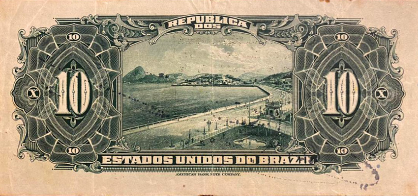 Reverso de cédula da série 1925-1927 Caixa de Estabilização, American Bank Note