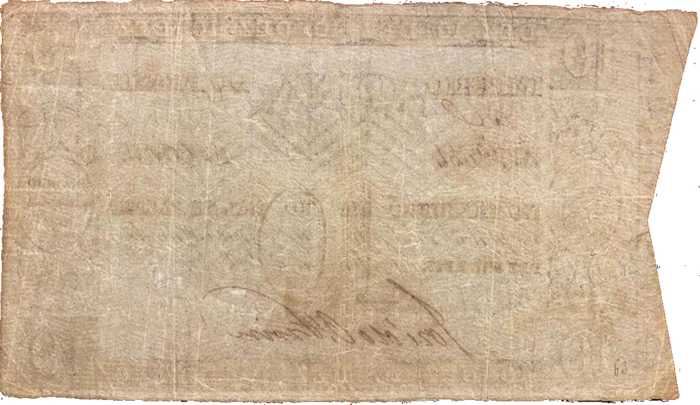 Reverso de 10 mil-réis (1835) - 1835-1836 Tesouro Nacional, Perkins Bacon & Petch¹