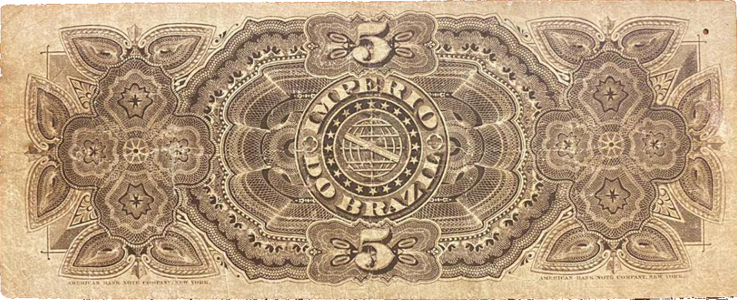 Reverso de 5 mil-réis (1883-1885) - 1869-1889 Tesouro Nacional, American Bank Note¹