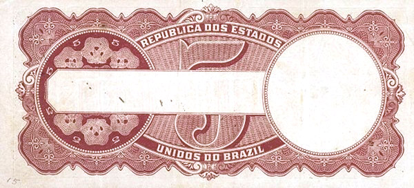 Reverso de 5 mil-réis (1918) - 1909-1918 Tesouro Nacional, Cartieri P. Milani