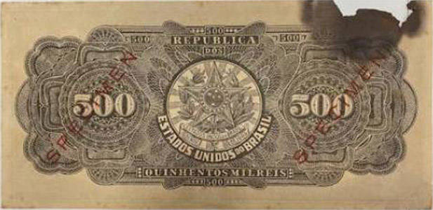 Reverso de 500 mil-réis (1923) Reverso de 500 mil-réis (1923) - 1923-1930 Banco do Brasil