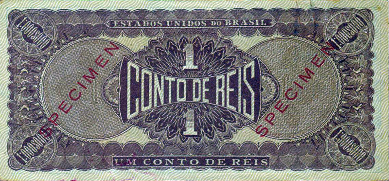 Reverso de 1 conto de réis (1923) - 1923-1930 Banco do Brasil