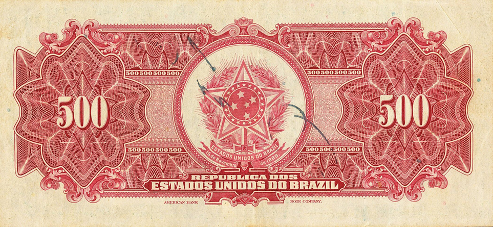 Reverso de 500 mil-réis (1924-1930) - 1924-1942 Tesouro Nacional, American Bank Note²