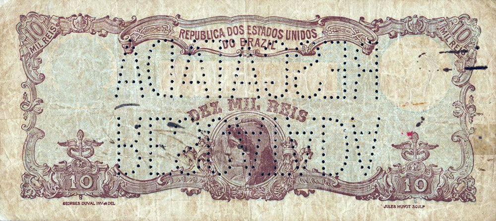 Reverso de 10 mil-réis (1907) - 1907-1931 Caixa de Conversão