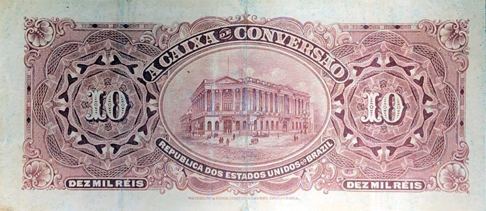 Reverso de 10 mil-réis (1907) - 1907-1931 Caixa de Conversão