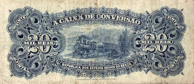 Reverso de 20 mil-réis (1907) - 1907-1931 Caixa de Conversão