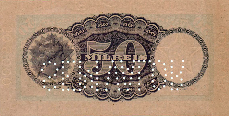 Reverso de 50 mil-réis (1912) - 1907-1931 Caixa de Conversão