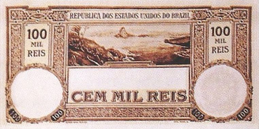 Reverso de 100 mil-réis (1907) - 1907-1931 Caixa de Conversão