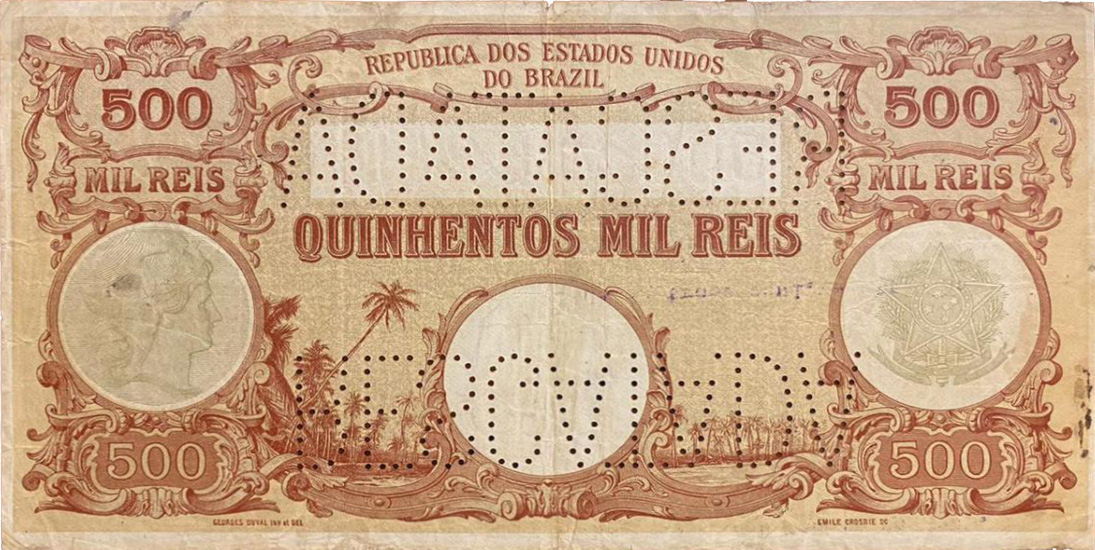 Reverso de 500 mil-réis (1907) - 1907-1931 Caixa de Conversão