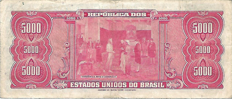 Reverso de 5 cruzeiros novos (1967) - 1967-1967 Cruzeiros Novos, Cruzeiros carimbados