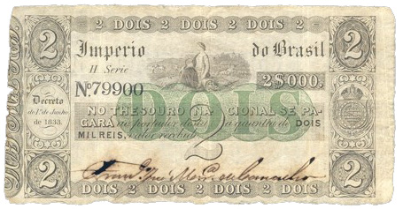 Anverso de 2 mil-réis (1860) - 1852-1870 Tesouro Nacional, Perkins Bacon & Petch²