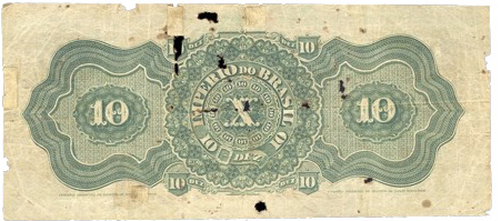 Reverso de 10 mil-réis (1869) - 1869-1889 Tesouro Nacional, American Bank Note¹