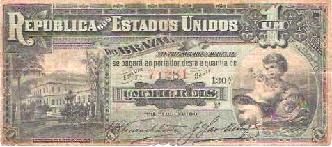 Anverso de 1 mil-réis (1891-1893) - 1889-1942 Estados Unidos do Brasil