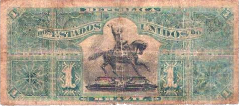 Reverso de 1 mil-réis (1891-1893) - 1889-1942 Estados Unidos do Brasil
