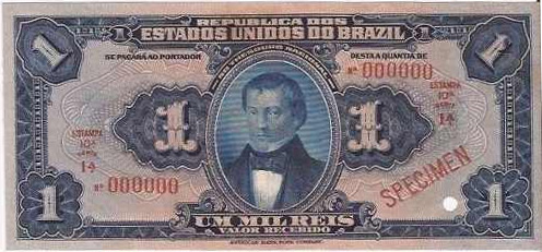 Anverso de 1 mil-réis (1919) - 1889-1942 Estados Unidos do Brasil, Modelos